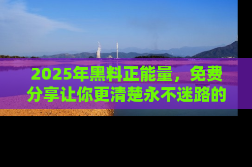 2025年黑料正能量,免费分享让你更清楚永不迷路的真相!